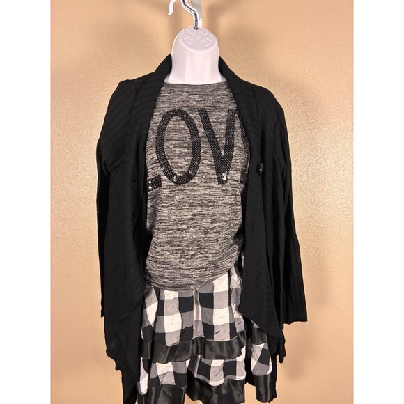 Women’s Checkered Black/White Skirt (m)  Dana Buchman Sweater (m) Off Shoulder M - Picture 1 of 8